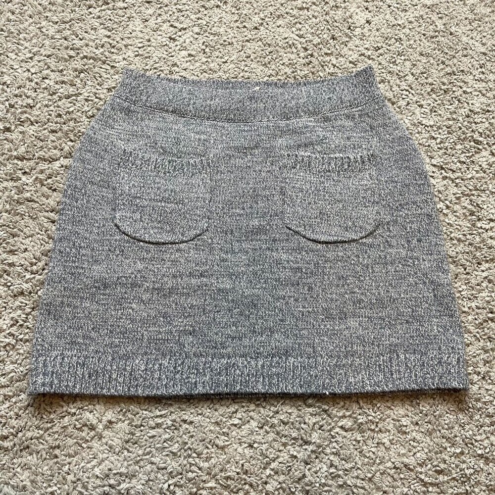 We The Free Free People Viola Gray Knit Skirt Stretchy Pockets Medium